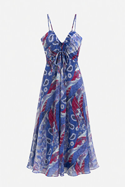 elif teke Chiffon Strap Dress Blue