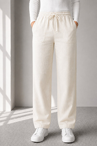 Kozik Pantaloni de damă, 100% bumbac, cu croială standard, confortabili