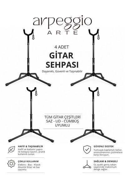 arpeggio ARTE 4 suporturi pentru chitară - compatibile cu chitară electrică a...
