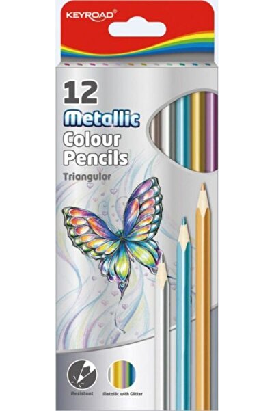 KEYROAD Creioane creion metalice triunghiulare 12buc