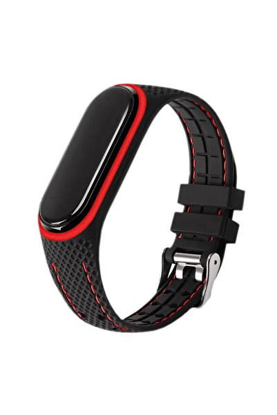 OEM Curea Upzz Lifestyle Compatibilă cu Xiaomi Mi Band 5 / 6, Negru cu Roșu -...