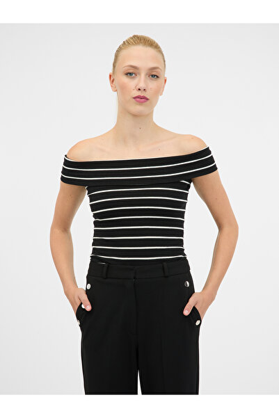 ORSAY Tricou de damă negru-alb cu mânecă scurtă