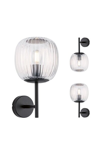 Paulmann RUYA E14 Max.20W lampă de perete pentru baie IP44 230V negru mat/sticlă