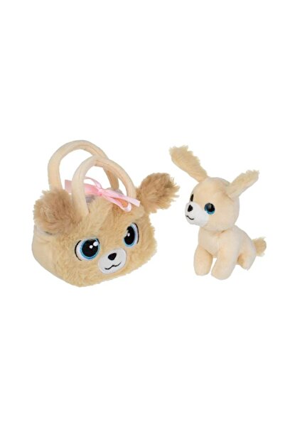 OEM Câine de pluș mini maro în geantă 14 cm