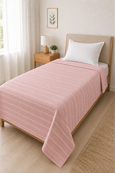 SELORA MAISON Single Pique 100% Cotton Beige Summer Pique Bedspread Lightweig...