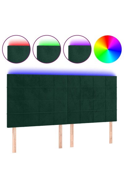 vidaxl Tăblie de pat cu LED, verde închis, 180x5x118/128 cm, catifea