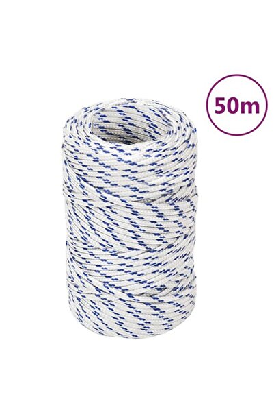 vidaxl Frânghie de barcă, albă, 2 mm, 50 m, polipropilenă