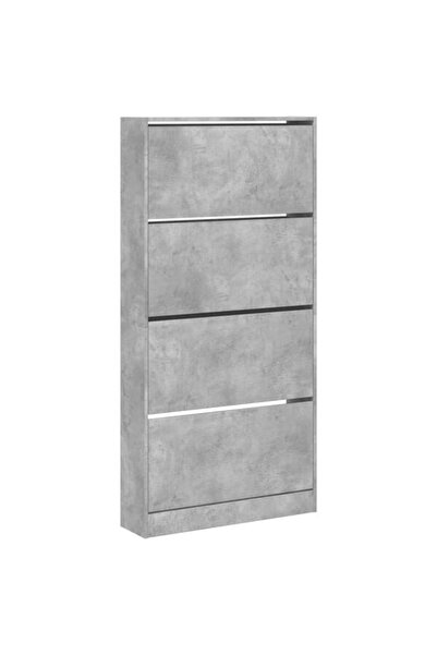 vidaxl Pantofar cu 4 sertare rabatabile, gri beton, 80 x 21 x 163,5 cm