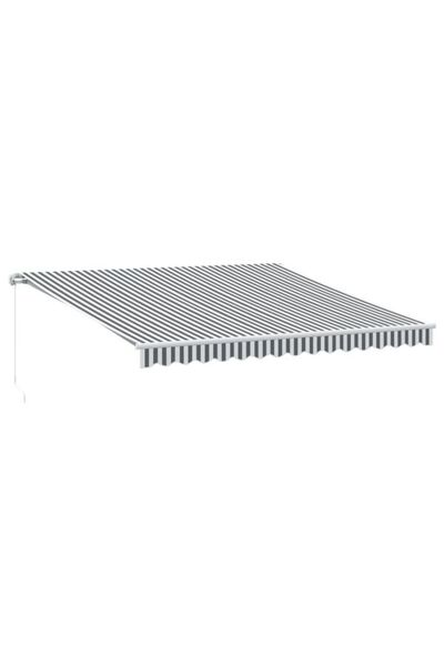 vidaxl Copertină retractabilă manuală, Antracit/Alb, 400 x 300 cm