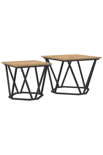 vidaxl Set măsuțe laterale 2 pcs Stejar Artizanal