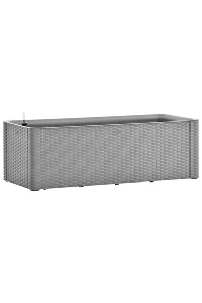 vidaxl Strat de grădină înălțat cu sistem de udare automată, gri, 100 x 43 x ...