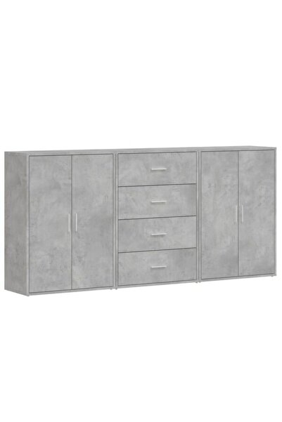 vidaxl Dulapuri, 3 bucăți, gri beton, 60 x 31 x 84 cm, lemn prelucrat