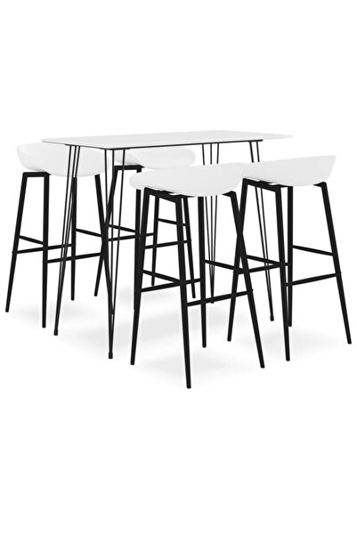 vidaxl Set mobilier de bar, 5 piese, alb