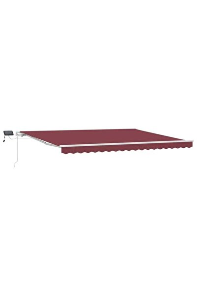 vidaxl Copertină retractabilă manuală cu LED, Bordeaux, 450 x 300 cm