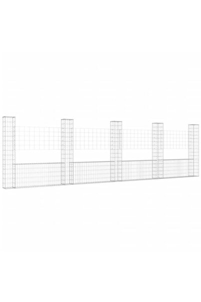 vidaxl Coș gabion în formă de U cu 5 stâlpi, 500 x 20 x 150 cm, fier