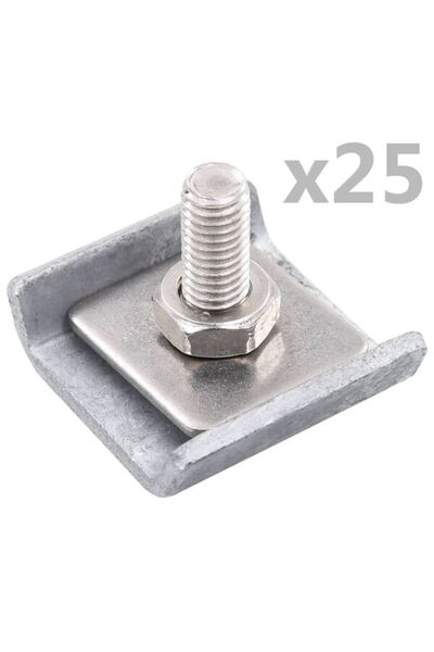 vidaxl Conector grilă tip plasă, argintiu, 25 seturi
