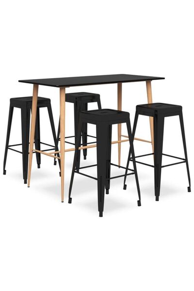 vidaxl Set mobilier de bar, 5 piese, negru