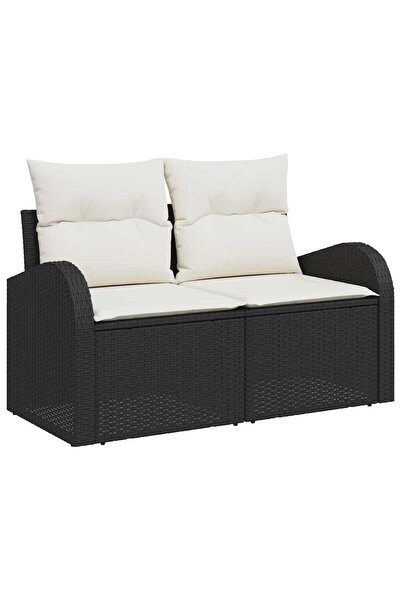 vidaxl Canapea de grădină cu pernă Negru 124 x 62 x 69cm poliratan