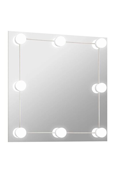 vidaxl Oglindă de perete cu lumini LED, din sticlă, pătrată