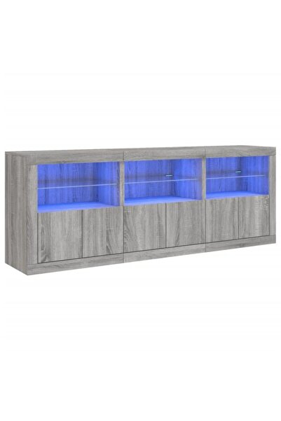 vidaxl Dulap cu lumini LED, gri Sonoma, 181,5 x 37 x 67 cm