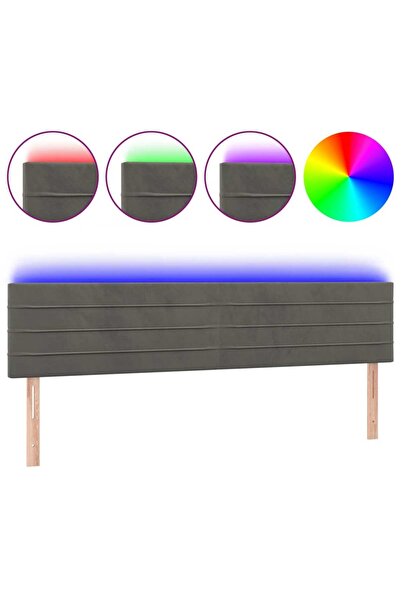 vidaxl Tăblie de pat cu LED, gri închis, 200x5x78/88 cm, catifea