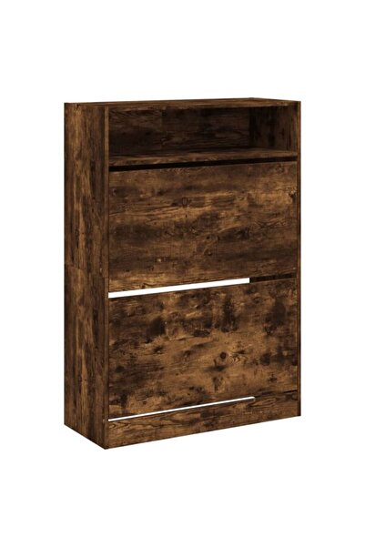 vidaxl Pantofar cu 2 sertare rabatabile, stejar afumat, 80 x 34 x 116 cm