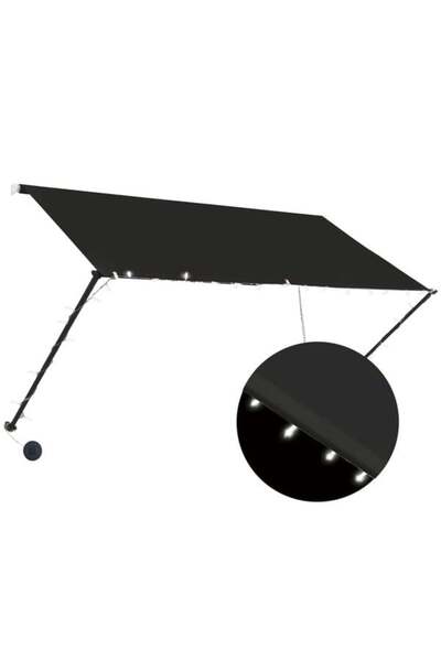 vidaxl Copertină retractabilă cu LED, Antracit, 250 x 150 cm