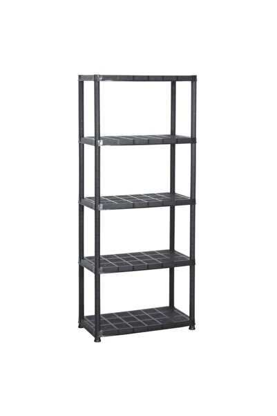 vidaxl Raft de depozitare cu 5 polițe, negru, 71 x 38 x 170 cm, plastic