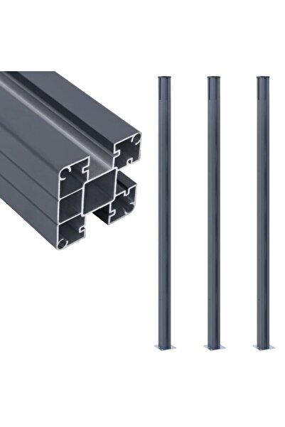 vidaxl Stâlpi de gard, 3 buc., gri închis, 185 cm, aluminiu