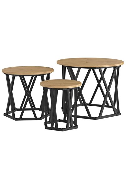 vidaxl Masă laterală nesting 3 pcs Stejar Artizanal
