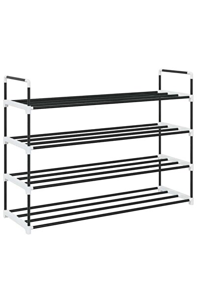 vidaxl Raft pentru pantofi cu 4 rafturi, metal și plastic, negru