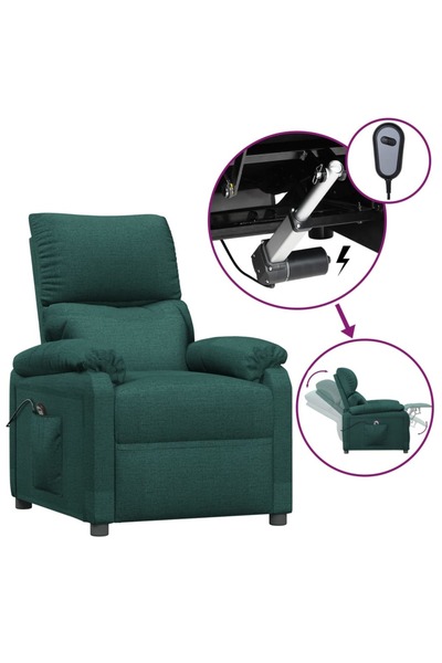 vidaxl Fotoliu rabatabil electric, verde închis, material textil