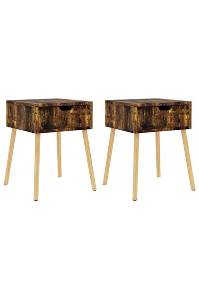 vidaxl Noptiere, 2 buc., stejar afumat, 40 x 40 x 56 cm, lemn prelucrat