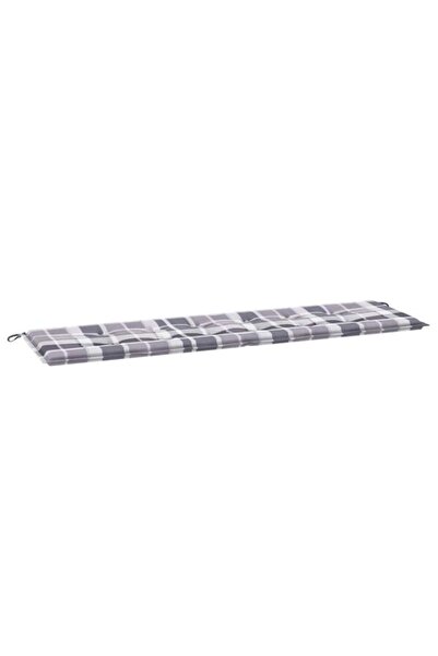 vidaxl Pernă pentru bancă de grădină, carouri gri, 180 x 50 x 4 cm, textil Ox...