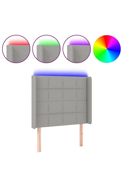 vidaxl Tăblie de pat cu LED, gri deschis, 93x16x118/128 cm, textil