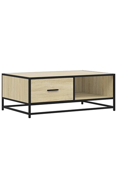 vidaxl Măsuță cafea stejar sonoma 90x57x35 cm lemn prelucrat și metal