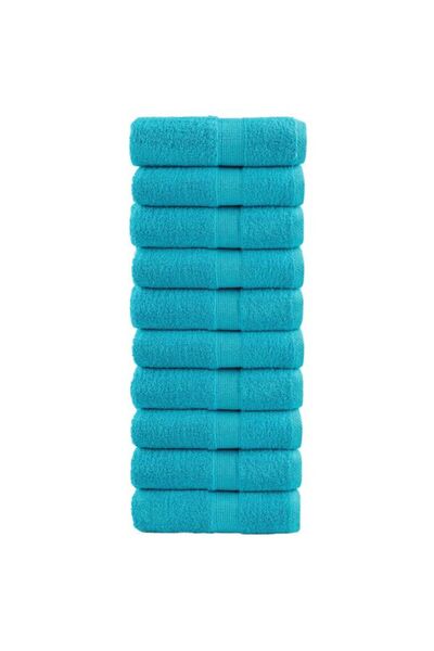 vidaxl Prosoape de baie premium SOLUND, 10 bucăți, Turcoaz, 30 x 30 cm, 600 g/m²