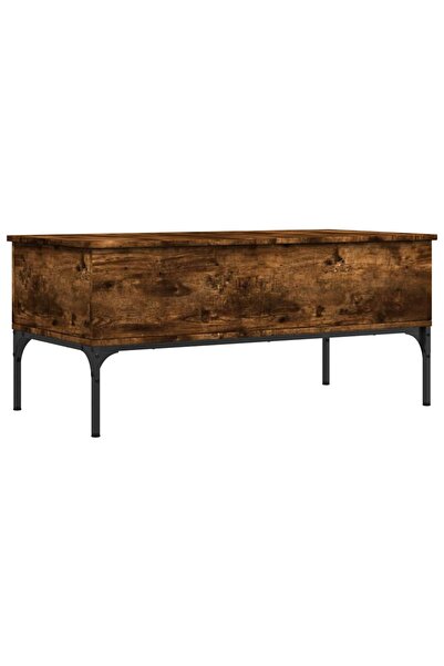 vidaxl Măsuță cafea, stejar fumuriu 100x50x45 cm lemn prelucrat/metal