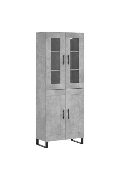 vidaxl Dulap înalt, Gri beton, 69.5 x 34 x 180, Lemn compozit