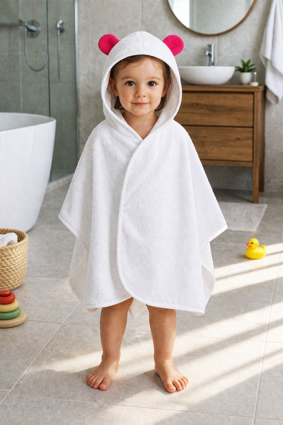 AXXO Children's Hooded Microfiber Poncho Towel (1-3 Years) 400 Gsm Eared Bath...