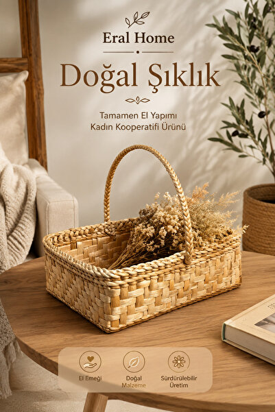 SS ERAL KOOP Handmade Multi-Purpose Wicker Organizer Basket Kitchen Garden Li...