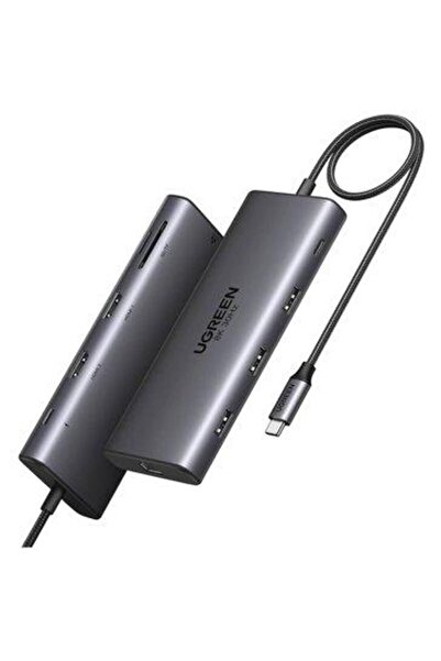 Ugreen CM639 USB-C Hub, 2x HDMI, RJ45, SD/TF, 3x USB-A 3.0, USB-C PD, Grey