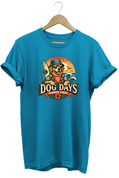 The Baski Dog Days Summer Vibes Unisex Μπλουζάκι με στάμπα σκύλου με καλοκαιρ...