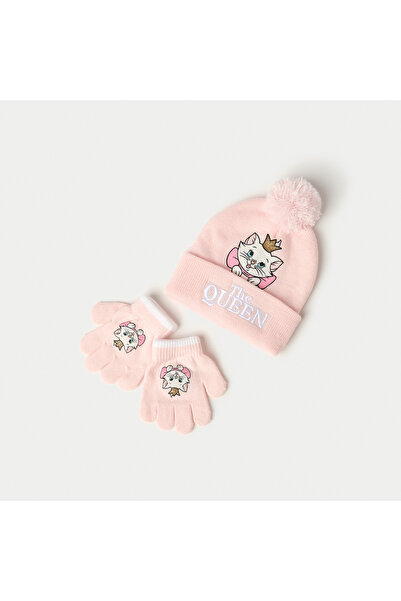 Disney Marie Print Beanie Cap with Gloves