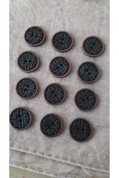 ILCARE Copper Antique Metal Button 11 mm 12 Pieces