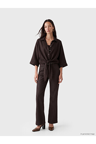 LC Waikiki Γυναικείο πουκάμισο Crop Linen Blend