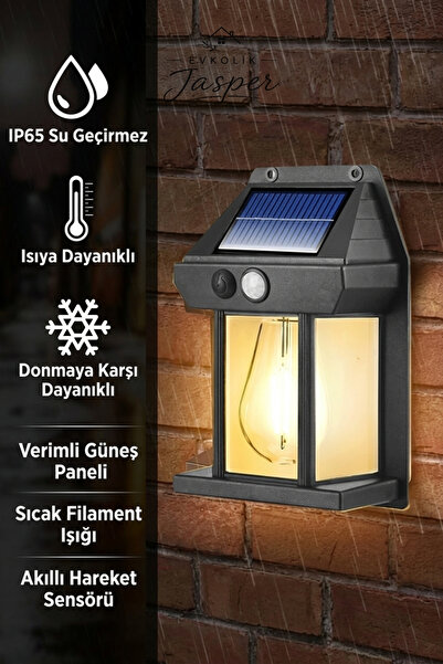 JASPER Jpr-015 Güneş Enerjili Bahçe Led Ampul Hareket Sensörlü Bahçe Led Su G...