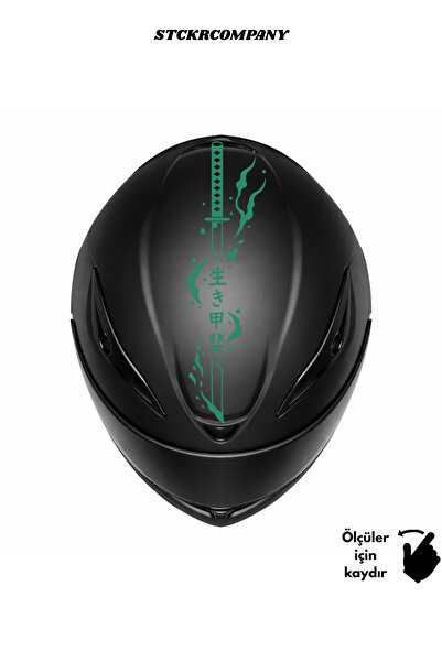 STCKRCO Katana Kask Stickerı - Motor Kaskı Üst Stickerı - Japon Sticker - Kas...