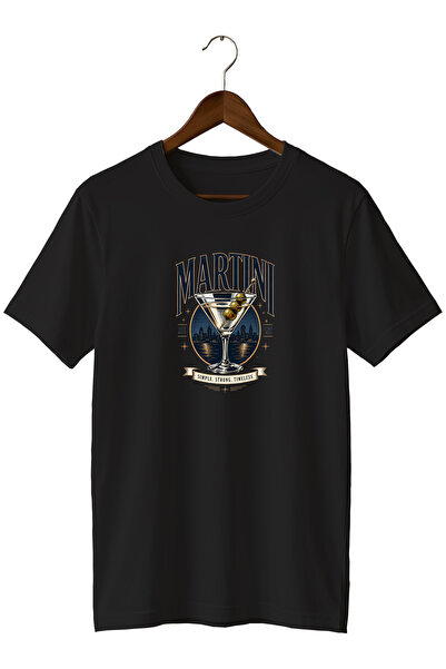 remonz Martini Cocktail Unisex Cocktail Printed Regular Fit Crew Neck T-Shirt