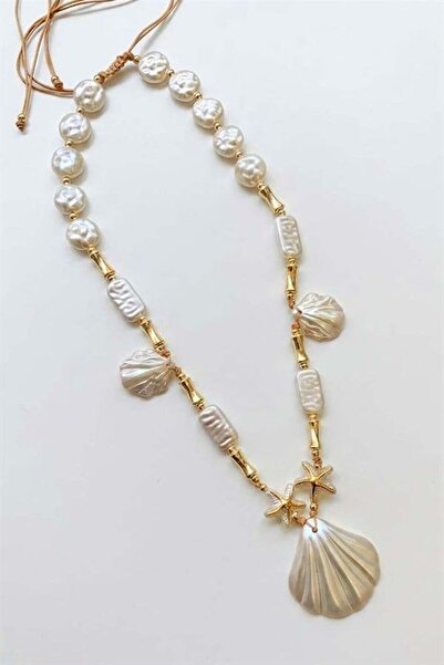 Generic Brand Beaded Seashell Necklace - White